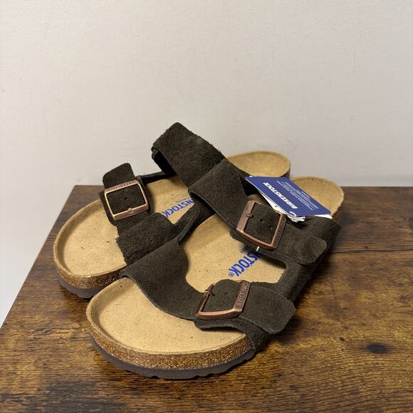 NEW Birkenstock Arizona BS Women’s 8, Mocha Brown (Mocca) Suede Leather Sandals - Picture 3 of 7